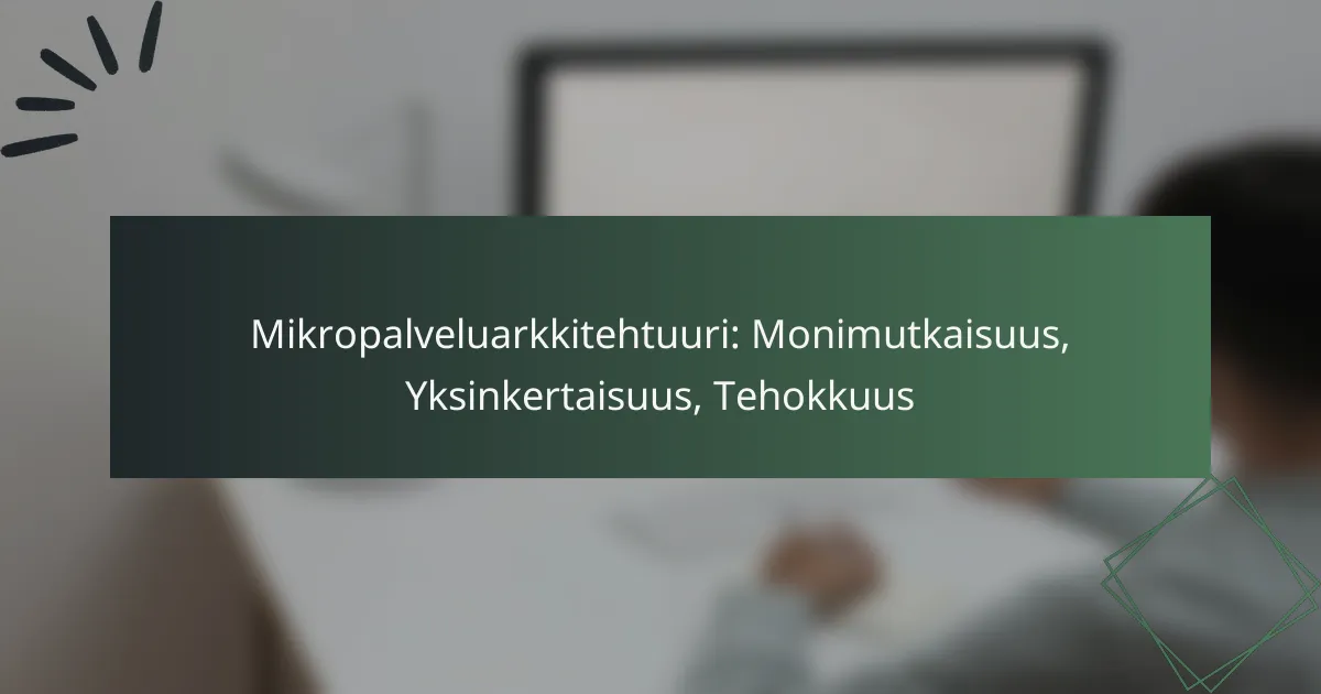 Mikropalveluarkkitehtuuri: Monimutkaisuus, Yksinkertaisuus, Tehokkuus